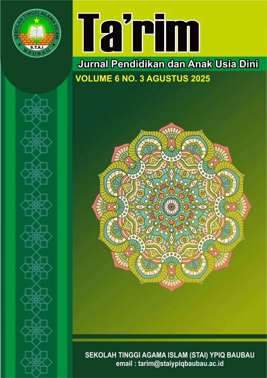 					View Vol. 6 No. 3 (2025): Ta'rim: Jurnal Pendidikan dan Anak Usia Dini
				