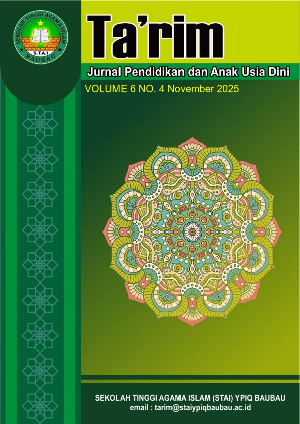 					View Vol. 6 No. 4 (2025):  Ta'rim: Jurnal Pendidikan dan Anak Usia Dini
				
